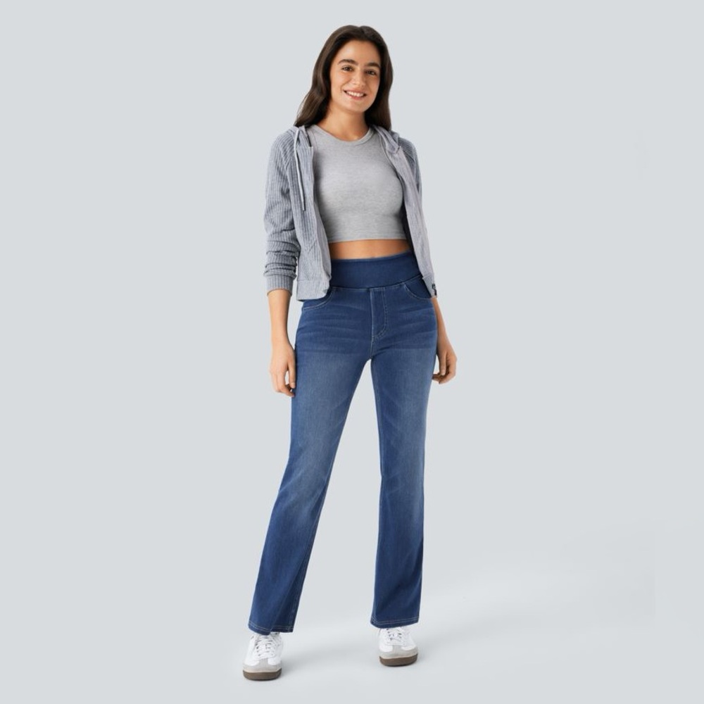 HALARA Flex Denim Dark Blue Wash High Waist Bootcut Women’s Jeans XL Petite XLP